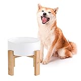 Hoch Keramik Hund Futternapf mit Bambus Ständer - Hundefressnapf und Wassernapf futterstation -...