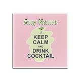 Personalisierbares Geschenk – 'Keep Calm Drink Cocktail', quadratischer Glasuntersetzer...