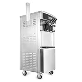Kommerzielle Softeismaschine 2200W 20-28L/H Eismaschine Doppelte 6L-Trichter Eismaschine YKF-8228H...