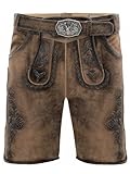 Bayrische Lederhose Herren -Lederhose original Wildbock (100% Wildleder) - Wildbock-Lederhose braun...