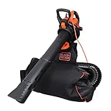 BLACK+DECKER 3000W 3-in-1 Laubbläser, Staubsauger und Mulcher mit 72L Auffangrucksack, BEBLV300-QS