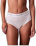 Calvin Klein Damen Slip Bikini Form High Waist mit Logobund, Weiß (White), L