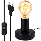 Nizirioo Vintage Nachttischlampe mit Kabelschalter, E27 Schreibtischlampe Tischlampe Lampenfassung,...