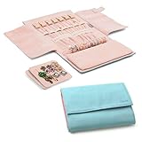 Becko Schmucktasche aus Flanell und Leder Schmuckaufbewahrung Organizer Jewelry Box für Ohrring...