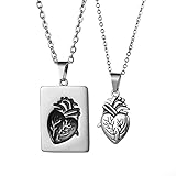 JewelryWe Schmuck Paar Halskette mit Gravur Edelstahl Herz Puzzle Dog Tag Erkennungsmarken Anhänger...