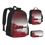 Rucksack für Mädchen, Jungen, Motiv: Lake Guitar Reflection, für Teenager, Reisen, Tagesrucksack,...
