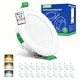 HOMEOW 20er Set LED Einbaustrahler 230V, 5W 400LM LED Spot 68mm - 80mm Lochmaß, IP44 Warmweiß...