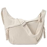 Jiliyote Groß Umhängetasche Damen cord Tasche Damen Crossbody Bag cord Crossbag Halbmond kord...