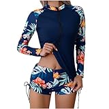 Damen Langarm UPF 50+ UV Schutz Zweiteiler Badeanzug Schwimmanzug Slim Fit Sonnenschutz Bademode...