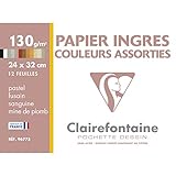 Clairefontaine 96775C Mappe Pastell Zeichenpapier (ideal für Kreide und Kohle, 130 g, 24 x 32 cm,...