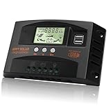 MPPT 100A Solar Laderegler 12V 24V Solarregler, MPPT Solarladeregler 100A mit Temperatursensor LCD...