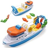 Toyland® 40cm (16') Buntes Fischerboot mit Beweglichen Türen, Angelhaken und 4 Plastikfischen –...