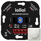 iolloi LED Dimmer Schalter, Drehdimmer Unterputz Dimmschalter für Dimmbare LEDs 3–150W / Halogen...