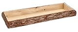 Meinposten Tablett Holz Natur Baumrinde Dekobrett Holztablett Schale Servierbrett Länglich 40 cm...