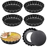 Mafagwre Tarteform 10cm, 6 Stück Tarteform Mit Hebeboden,Klein Quicheform Mit Hebeboden,...