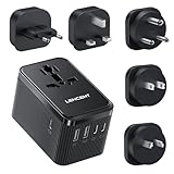 LENCENT Reiseadapter Weltweit, 30W Universal Reisestecker Adapter mit 3 USB C und 2 USB A,...