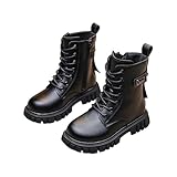 KQIVAM Mädchen Stiefel Klassische Stiefel für Kinder Herbst und Winter Fashion Schnürstiefel...