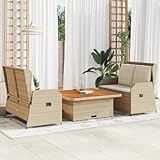 Gecheer Garten Lounge Set mit Kissen 3-TLG., Gartenmöbel mit Stahlgestell, Sitzgruppe für Garten...
