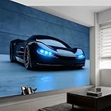 Blau Fototapete, Futuristisch Stadt Auto Moderne Wandtapete Vlies-Tapete 150 x 105 cm (B x H) –...