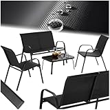 tectake® Gartenmöbel Set für 4 Personen, Sitzecke Outdoor für Balkonmöbel Kleiner Balkon mit 2X...