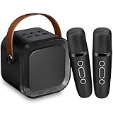 Mini Karaoke Maschine Kinder mit 2 Mikrofonen, tragbar Kinder Mikrofon Geschenk 3-12 Jahre,...