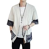 Siehin Herren Japan Happi Kimono Haori Jacke Übergangsjacke Baumwolle Leinen Mäntel (XL...