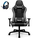 minnouat Gaming Stuhl, Bürostuhl Wippfunktion bis zu 170°, Gaming Chair mit verstellbaren...