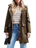 SaphiRose Damen Wasserdichte Regenjacke Lang Regenmantel Kapuze Windbreaker Trenchcoat,...