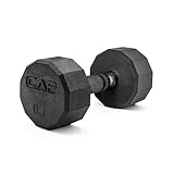 CAP Barbell 12-seitig beschichtete Hantel mit schwarzem Griff, Einzeln, 6,8 kg