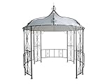 DEGAMO Luxus Pavillon Gartenpavillon Burma 300cm rund, Stahlgestell grau pulverbeschichtet + Dach...