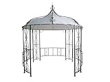 DEGAMO Luxus Pavillon Gartenpavillon BURMA 300cm rund, Stahlgestell grau pulverbeschichtet + Dach...