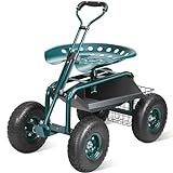 VEVOR Rollsitz Gartenwagenrollsitz aus Stahl bis 136kg belastbar Gartensitz Gartenwagen mit 25cm...