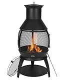 VEVOR Gartenkamin, φ500x1100mm Terrassenofen, Aztekenofen aus Eisen zum Grillen & Wärmen, Chimenea...