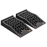 Wiltec Auffahrrampen kurz extra flach 2 Stück aus Kunststoff bis 3 t Autorampe Pkw Auto Kfz Rampe