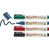 edding 21 Ecoline Permanentmarker Set - bunte Farben - 4 Stifte - Rundspitze 1,5-3mm - schnell...