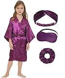 JIKAJA Seidiges Satin-Bademantel-Set für Mädchen, Spa, Geburtstag, Hochzeit, Party,...