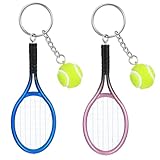 FdcLixuvol Tennis Schlüsselanhänger, 2 Stück Tennis Zubehör Mini Tennisschläger Tennisball...