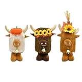 Tanxier Schottisches Hochlandrind Stofftier, 3 Teile Niedliche 28 Zentimeter Herbstdekorationen,...