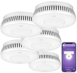 VisorTech Rauchmelder WLAN-Sets: 5er-Set WLAN-Rauchwarnmelder, integr. 10-Jahres-Batterie, 85 dB,...