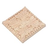 AUNMAS 4 Stück Holzschnitzerei Abziehbild, 2.4 * 2.4in Gummi Holz Quadrat Aufkleber...