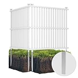 COSTWAY Gartenzaun 2-teilig, 114 cm hoch, Zaun mit Pfosten & Schutzkappen, PVC Sichtschutzzaun,...