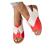 MEECHI Riemchensandalen Damen Orthopädische Sandaletten Sommer Peep Toe Sandals Mit Keilabsatz...