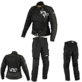 DAMEN MOTORRADKOMBI JACKE + HOSE - AUS TEXTIL/CORDURA für Motorrad Biker Chopper Cross (XS)