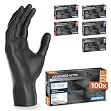 ARNOMED Einweghandschuhe 100 Stück/Box, Schwarze Nitrilhandschuhe L, puderfreie & latexfreie...