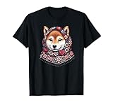 Shiba Inu Hund Babushka Wycinanki Muster Polen T-Shirt