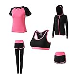 Damen Yoga Kleidung Anzug 5er-Set Sportanzüge Jogginganzug Gym Fitness Kleidung Laufbekleidung...