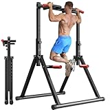 WATBKHE Power Tower Dip Station Faltbar, Klimmzugstange Freistehend Pull Up Bar Verstellbar,...