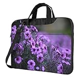 DMORJ Tragbare Schultertasche für Laptops, Lavendelstrauß, mit Gurtgriff, Schwarz , 40 cm