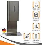 MyMAXXI | Mobiler Hand Desinfektionsmittelspender Sensor Steel Tisch & Tresen Edelstahl Set 1x 1L...
