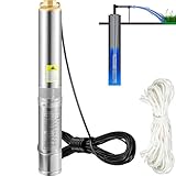 VEVOR 3,5' Tiefbrunnenpumpe 750W Brunnenpumpe 105L/min Tauchpumpe max. Förderhöhe 62m Rohrpumpe...